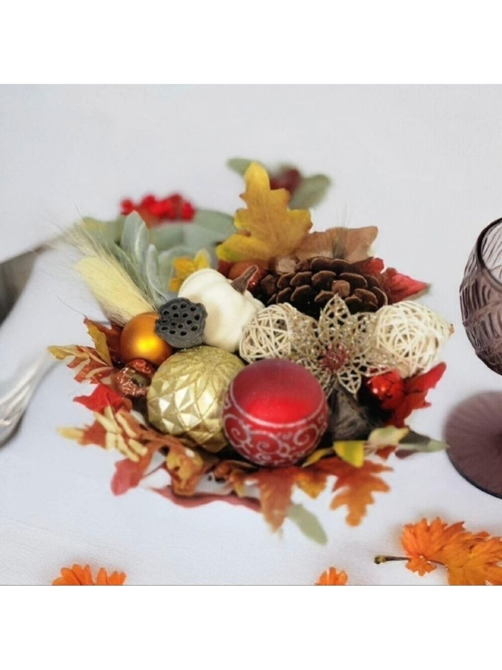 Handcrafted Autumn Festive Basket Centerpiece